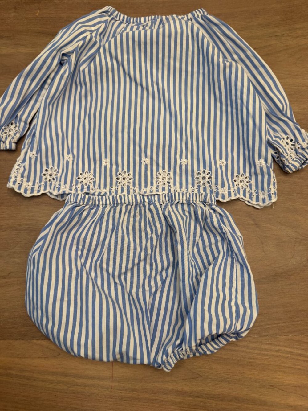 Ralph Lauren Baby Blue Striped Eyelet Top & Bloomer Set - 6 Months - Picture 6 of 6